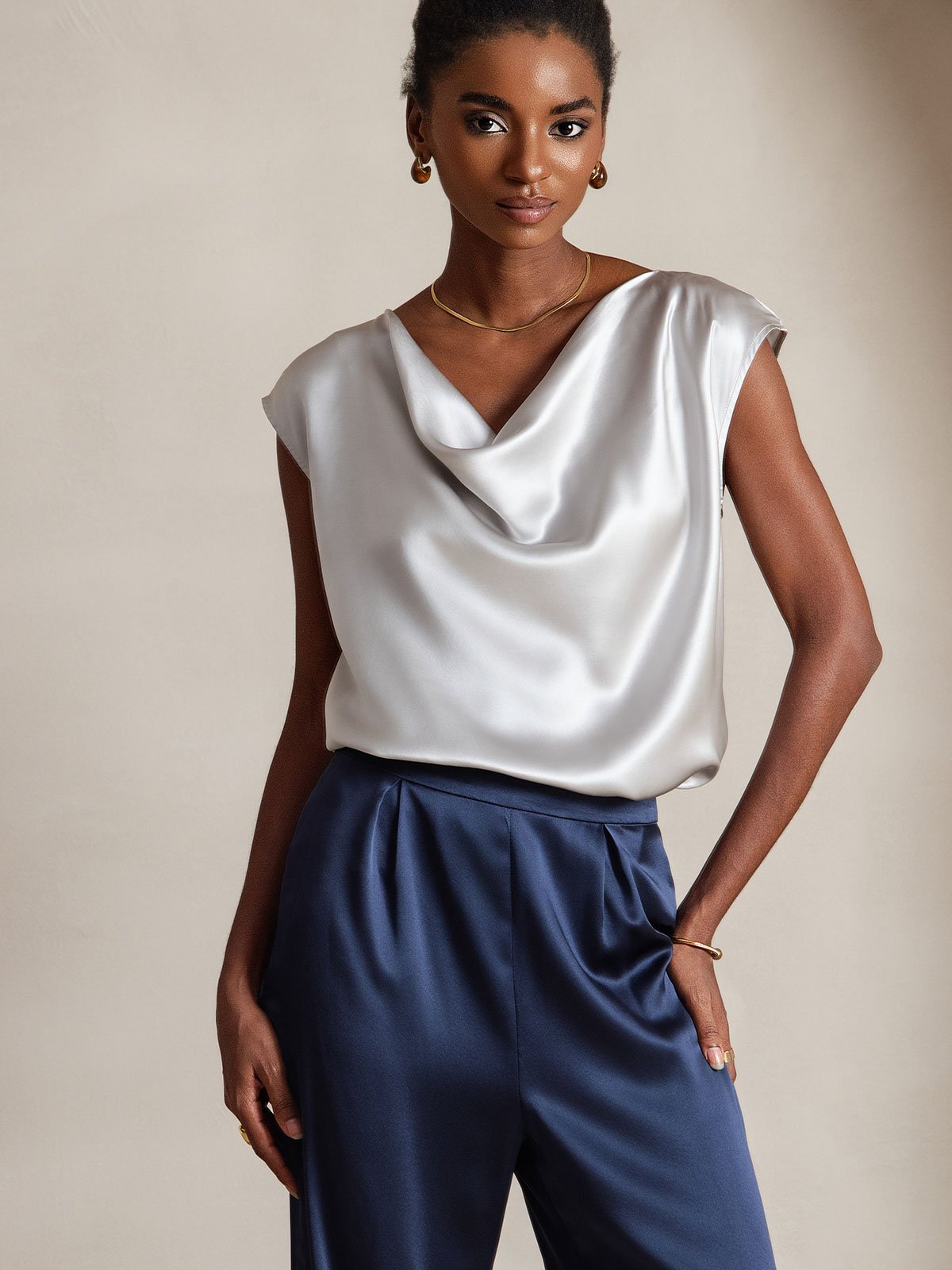 [Donkerblauw] SilkSilky-NL 19Momme Zijde Womens Pants 005,