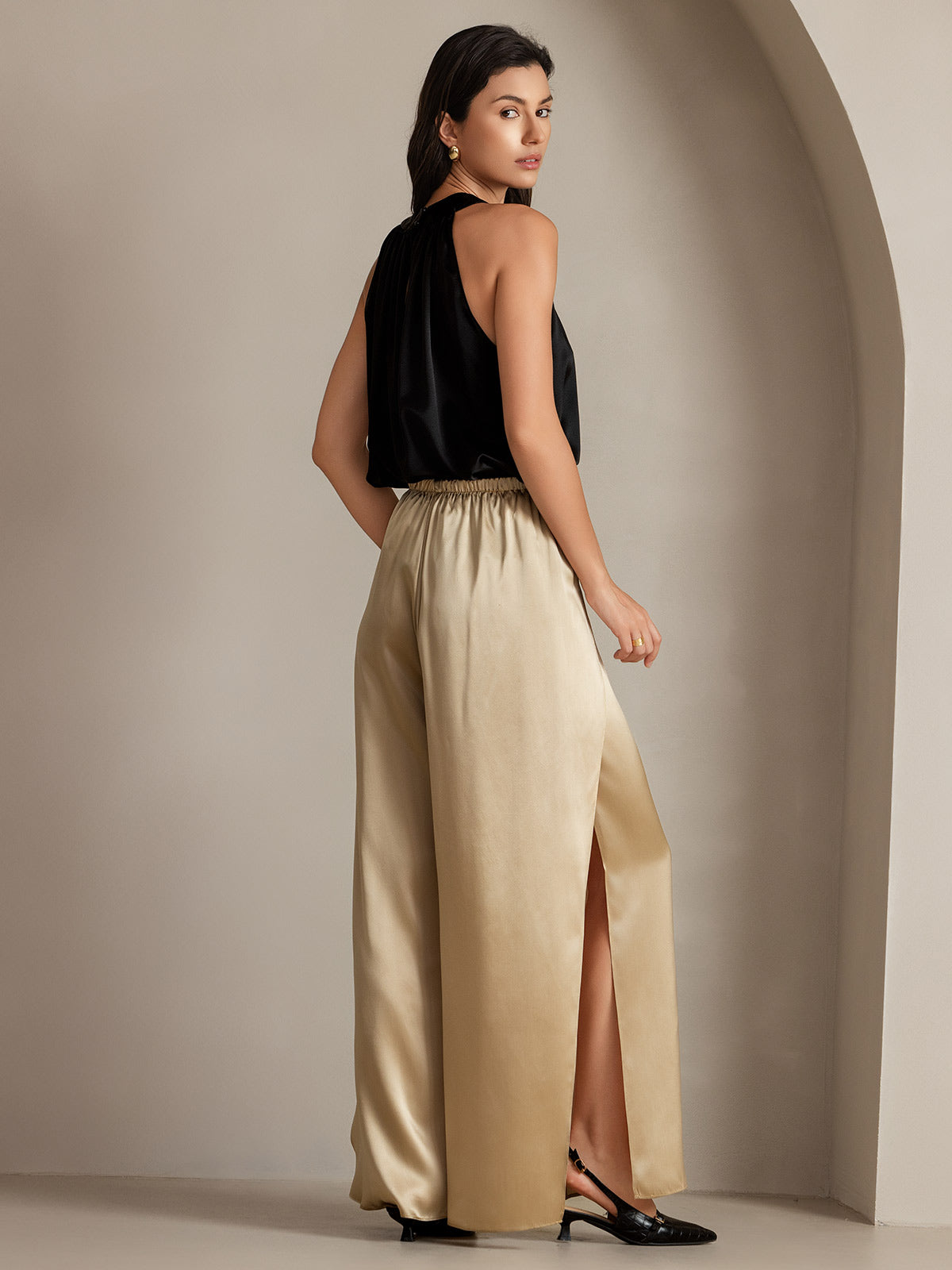 [Champagne] SilkSilky-NL 19Momme Zijde Womens Pants 009