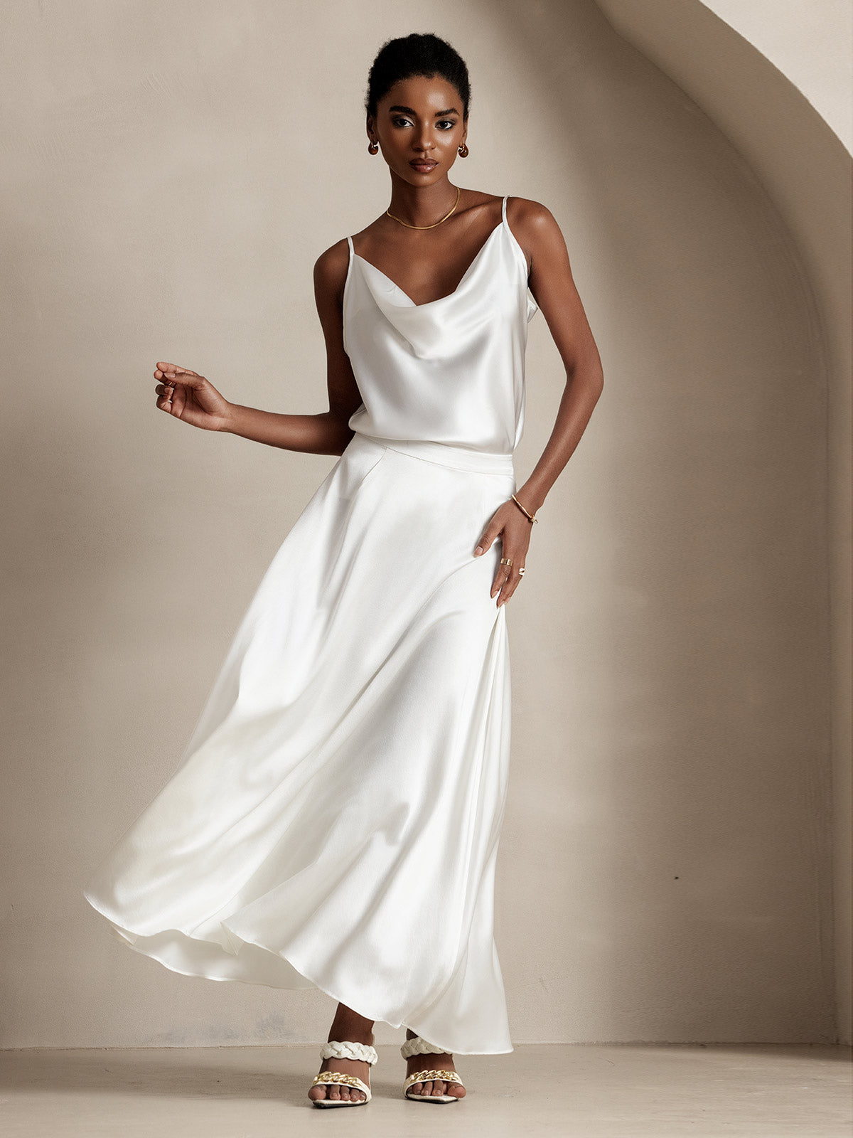 [Wit] SilkSilky-NL 19Momme Zijde Skirt 001