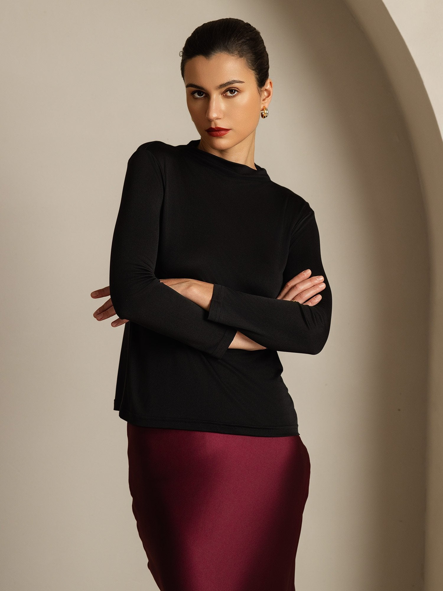 [Zwart] SilkSilky-NL Zijde Womens T-Shirt 003