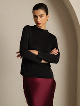 [Zwart] SilkSilky-NL Zijde Womens T-Shirt 003