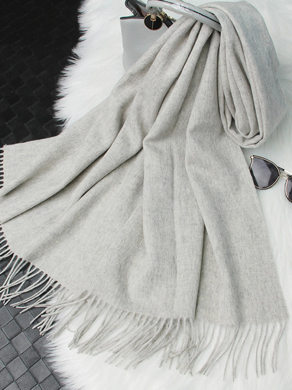 [Lichtgrijs] SilkSilky-NL Wol Scarf 006