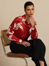 [Wijn] SilkSilky-NL Long Sleeve Lapel Collar Dames Blouse 008