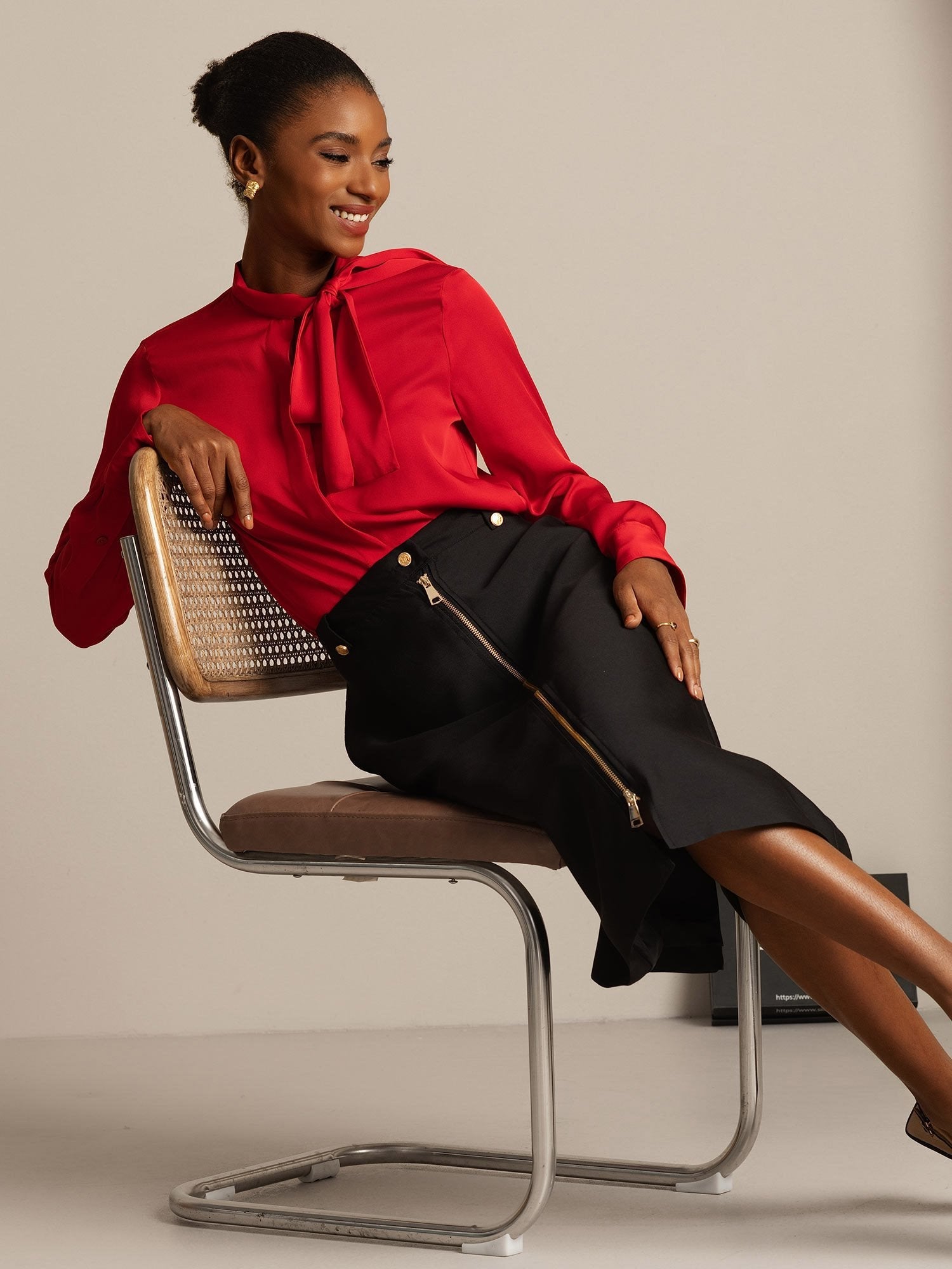 [Zwart] SilkSilky-NL 32Momme Silk-Wool Blend Skirt 008,