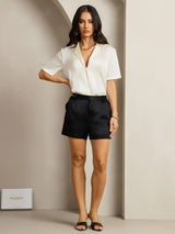 [Zwart] SilkSilky-NL 19Momme Zijde Womens Shorts 004,