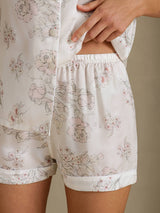 [Crèmebloemen] SilkSilky-NL Short Sleeve Notch Collar Dames Pyjama Set 005