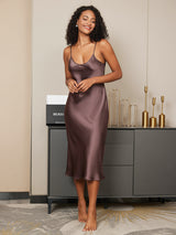 [Koffie] SilkSilky-NL Spaghetti Strap V Neck Nachthemd 004