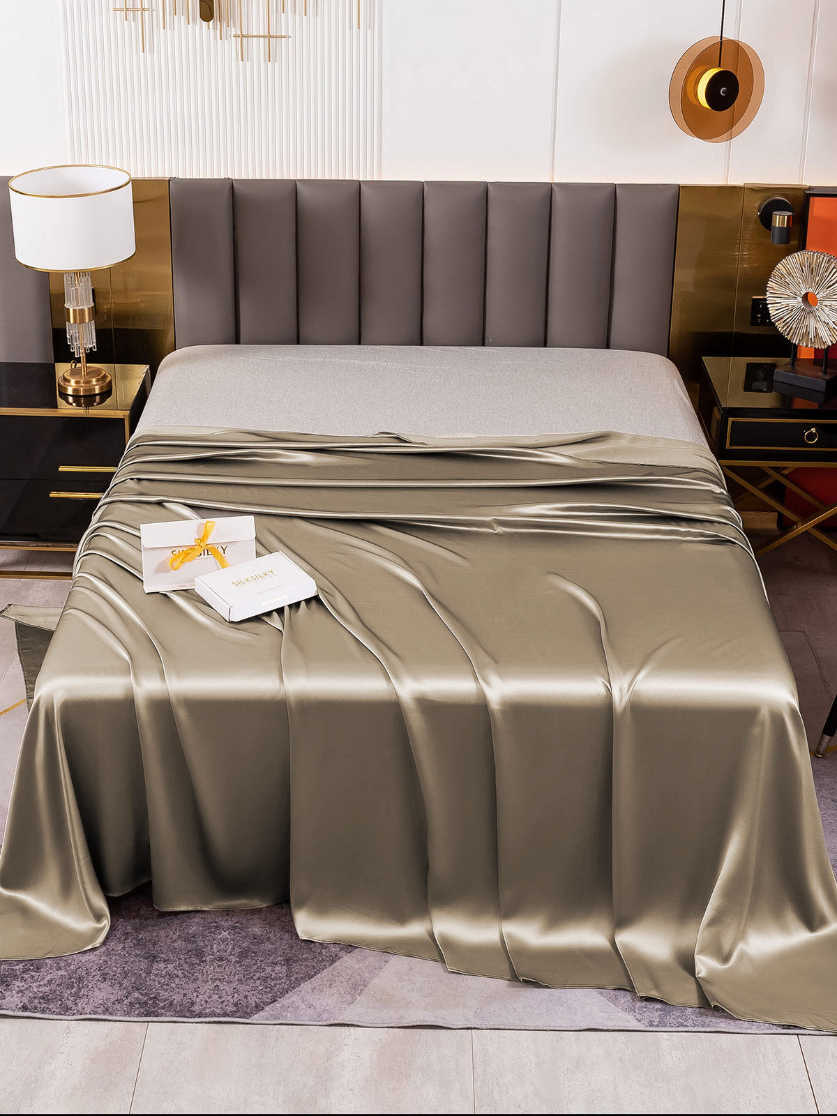 [Khaki] SilkSilky-NL 19Momme Sheet 002