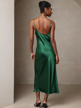 [Groen] SilkSilky-NL Spaghetti Strap V Neck Jurk 002