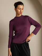 [Paars] SilkSilky-NL Zijde Womens T-Shirt 003