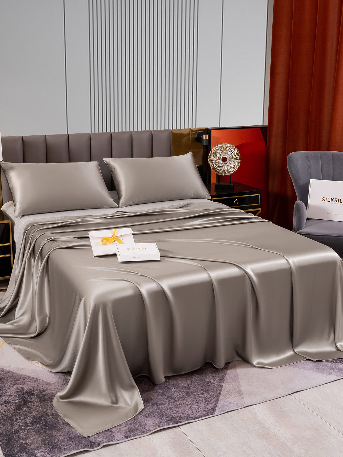 SilkSilky NL 22Momme Pure Silk Bedding Set Grijs 003