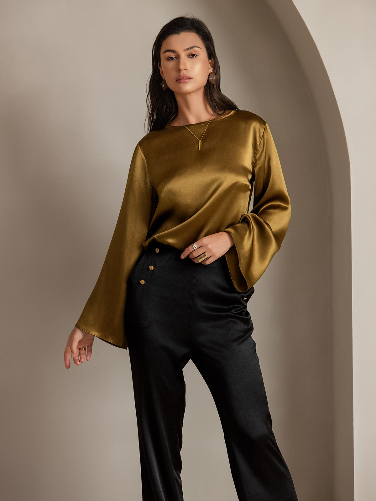 [Zwart] SilkSilky-NL 19Momme Zijde Womens Pants 008