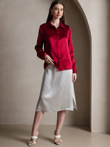 [Wijn] SilkSilky-NL Long Sleeve Lapel Collar Dames Blouse 005
