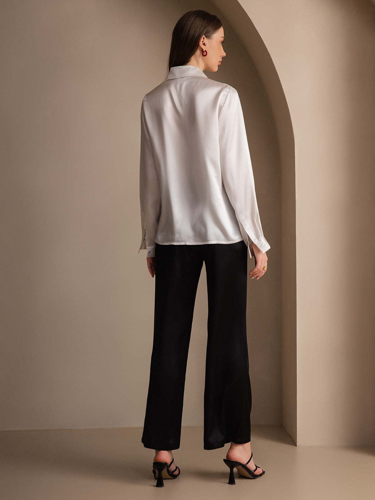 [Wit] SilkSilky-NL 19Momme Zijde Lapel Collar Dames Blouse 002