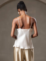 [Beige] SilkSilky-NL Spaghetti Strap V Neck Cami-Top 002