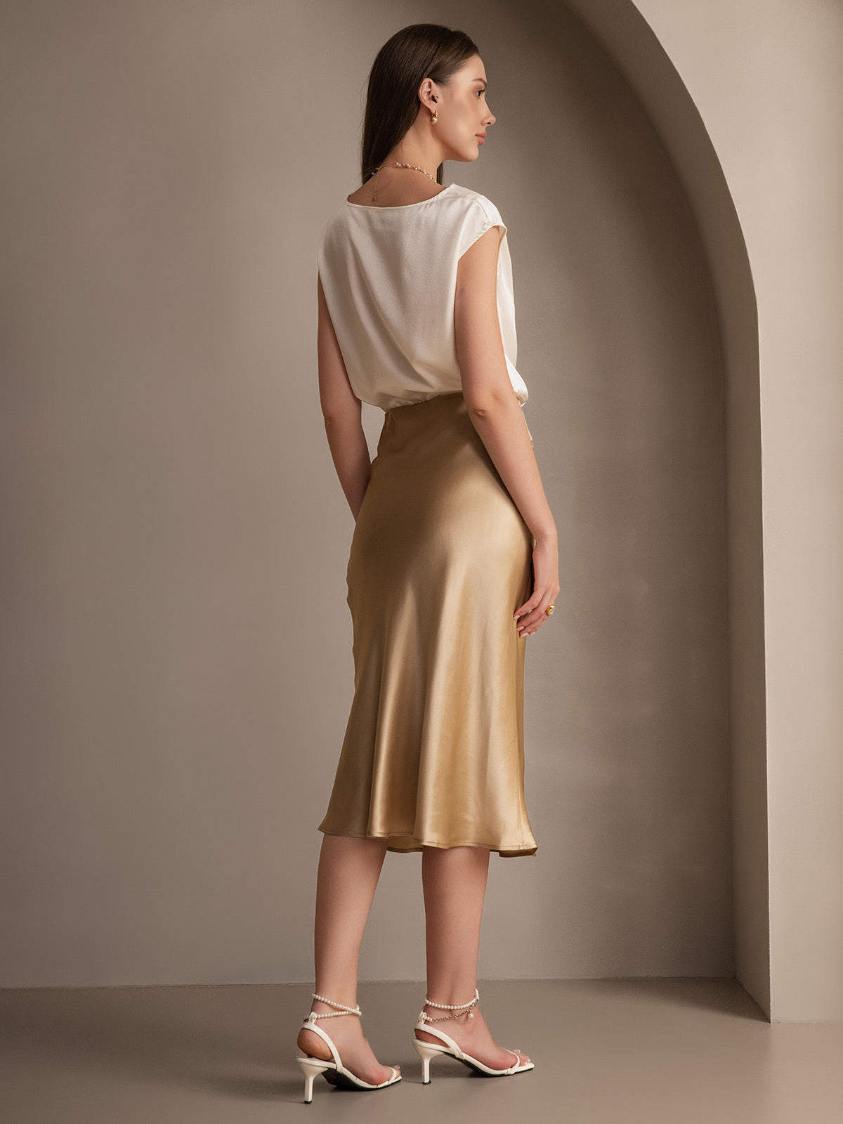 [Champagne] SilkSilky-NL 19Momme Skirt 007