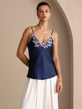 [Donkerblauw] SilkSilky-NL Spaghetti Strap V Neck Cami-Top 004