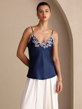 [Donkerblauw] SilkSilky-NL Spaghetti Strap V Neck Cami-Top 004