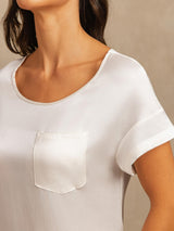 [Wit] SilkSilky-NL 19Momme Korte Mouw Ronde Hals Nachthemd 004