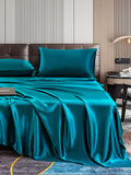 SilkSilky NL 22Momme Pure Silk Bedding Set Koningsblauw 004