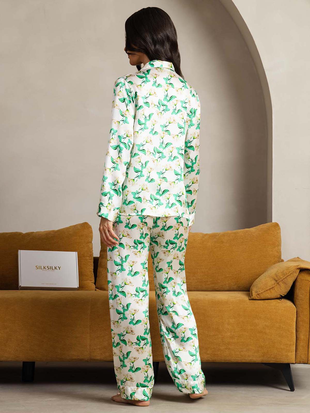 [Groene Bloemen] SilkSilky-NL Womens Pajamas 002