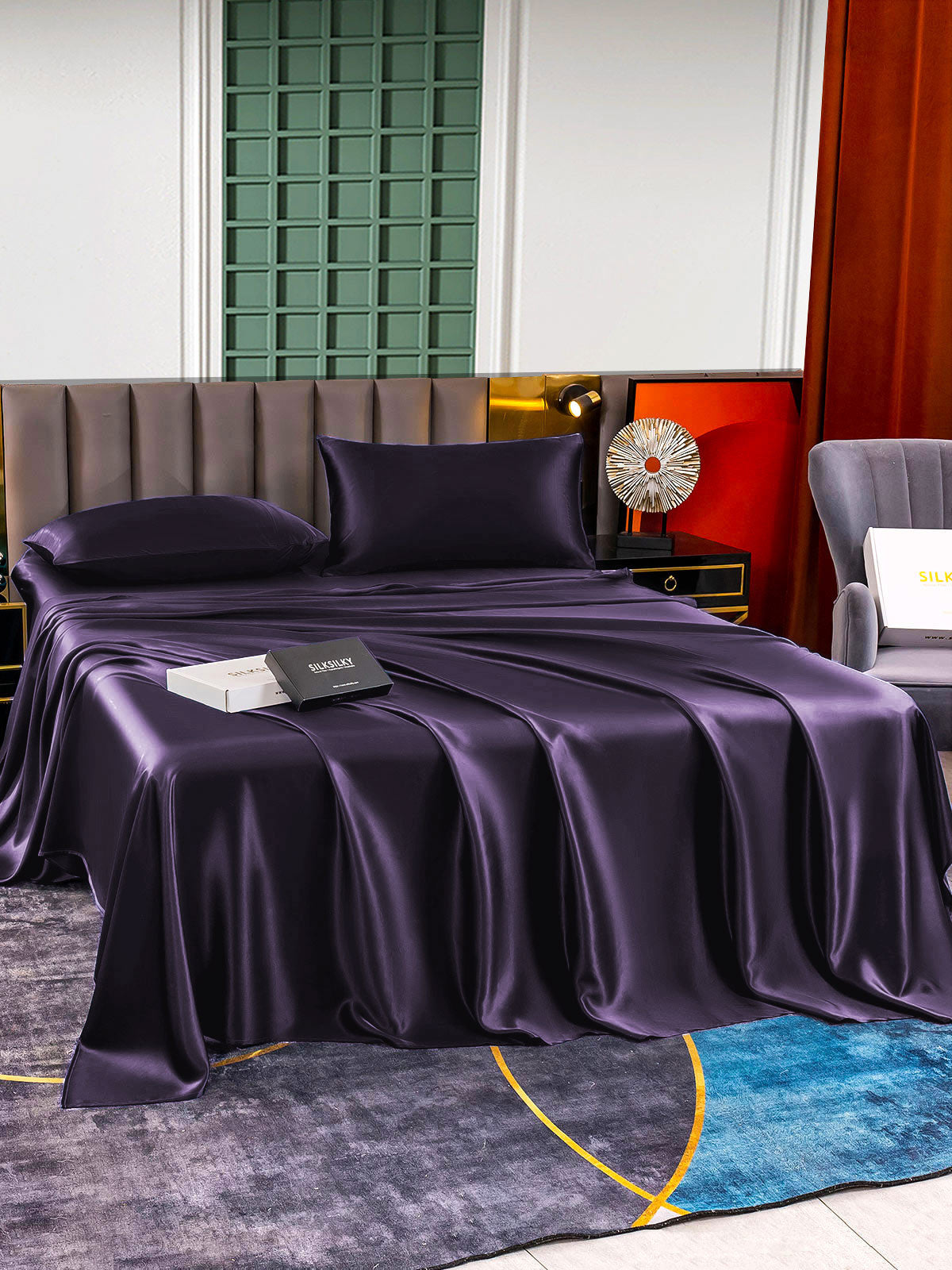 [Donkerpaars] SilkSilky-NL 25Momme Bedding Set 005