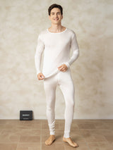 [Wit] SilkSilky-NL Long Sleeve Round Neck Heren Lange Onderkleding 001