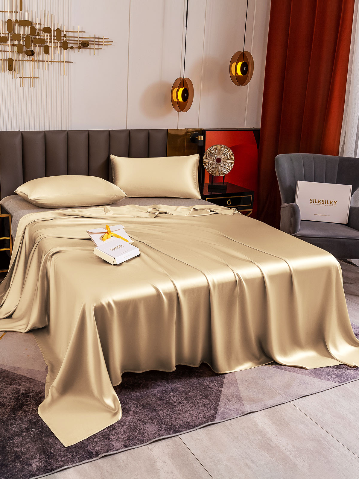 [Beige] SilkSilky-NL 19Momme Bedding Set 003