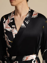 [Zwart] SilkSilky-NL 19Momme Mens Robe 006