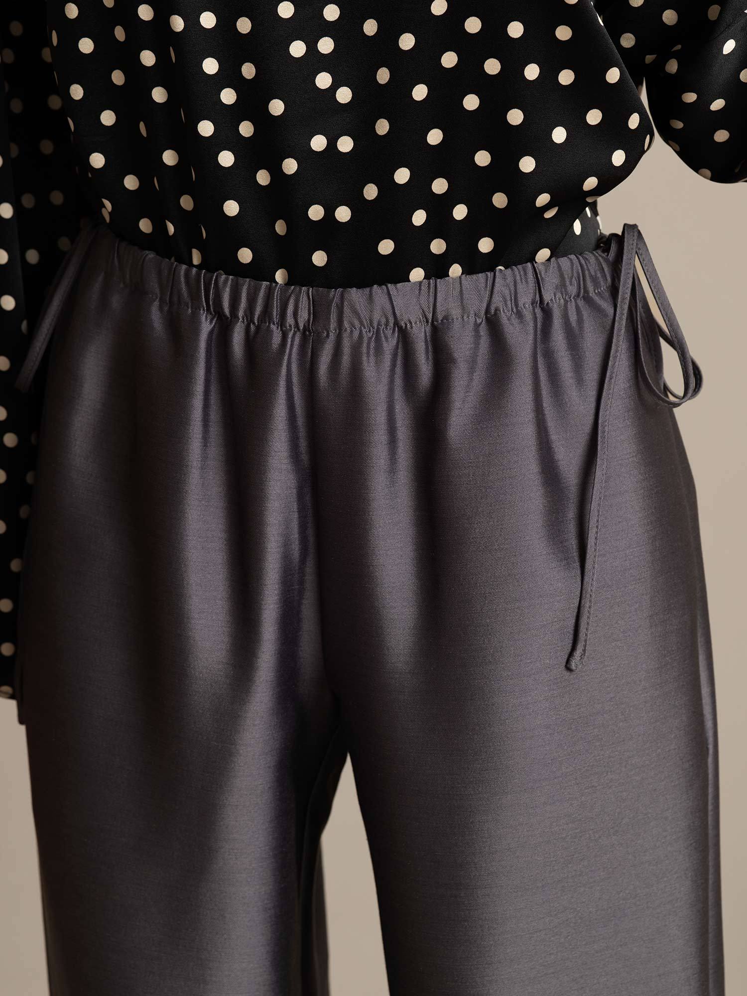 [Grijs] SilkSilky-NL 32Momme Silk-Wool Blend Womens Pants 004,