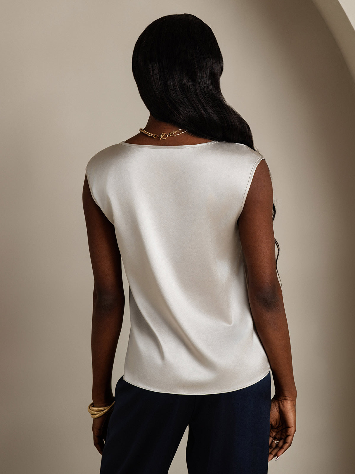[Lichtgrijs] SilkSilky-NL 19Momme Zijde Ronde Hals Dames T-Shirt 002