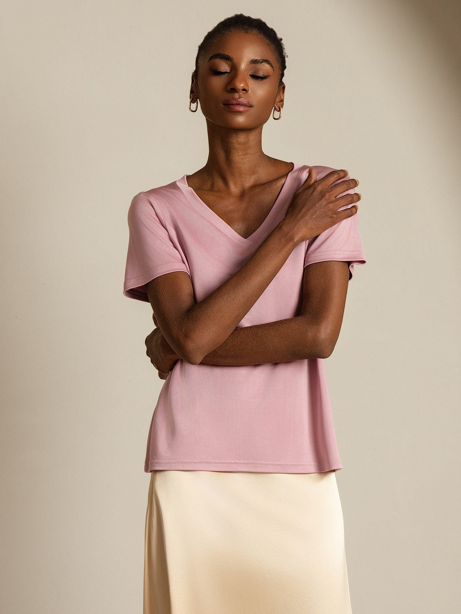 [BleekMauve] SilkSilky-NL Zijde Womens T-Shirt 008