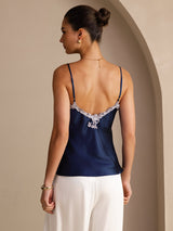 [Donkerblauw] SilkSilky-NL Spaghetti Strap V Neck Cami-Top 002