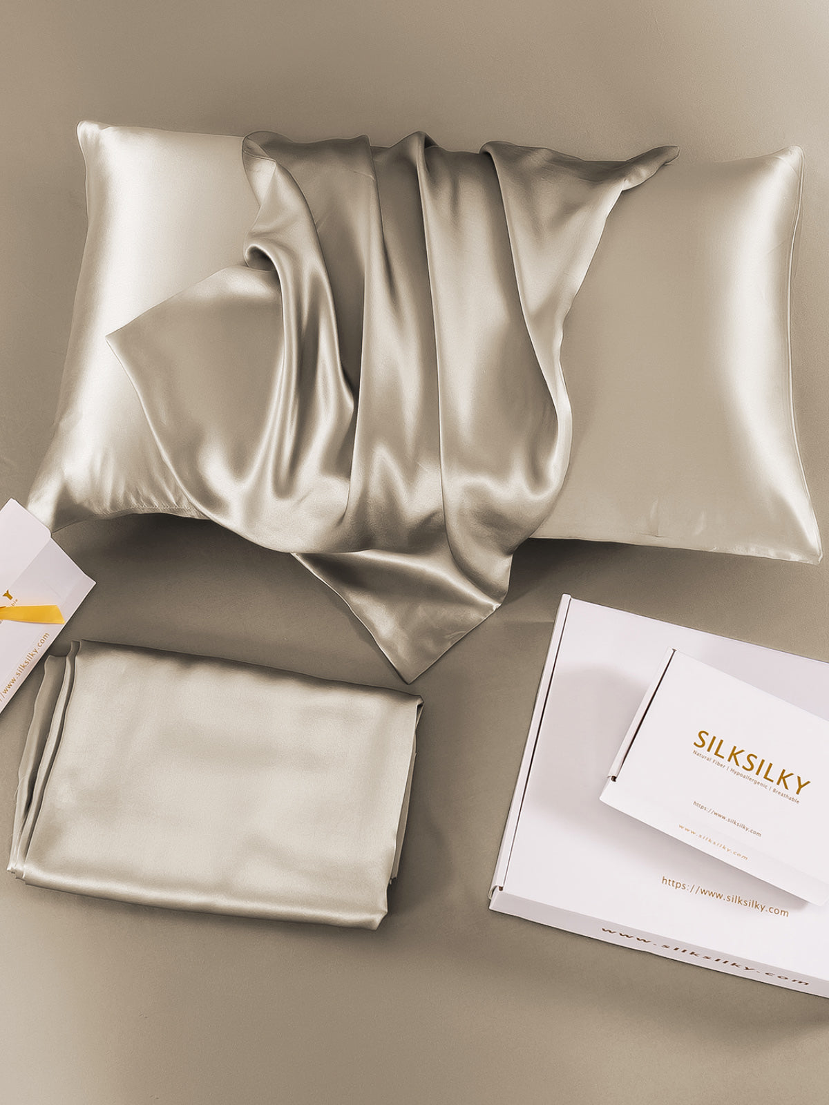 [Khaki] SilkSilky-NL 22Momme Pillowcase 003