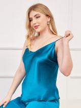 [Koningsblauw] SilkSilky-NL Spaghetti Bandjes V Hals Grote maten Cami-Top 005