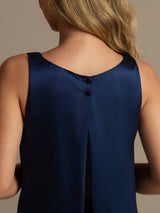 [Donkerblauw] SilkSilky-NL Sleeveless Scoop Neck Dames Pyjama Set 005