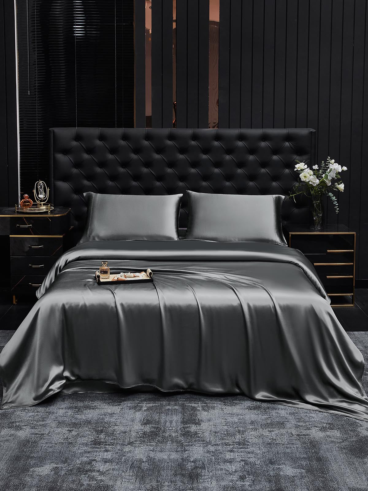 [Donkergrijs] SilkSilky-NL 19Momme Bedding Set 002
