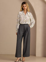[Salie Bloem] SilkSilky-NL Long Sleeve Lapel Collar Blouse 008