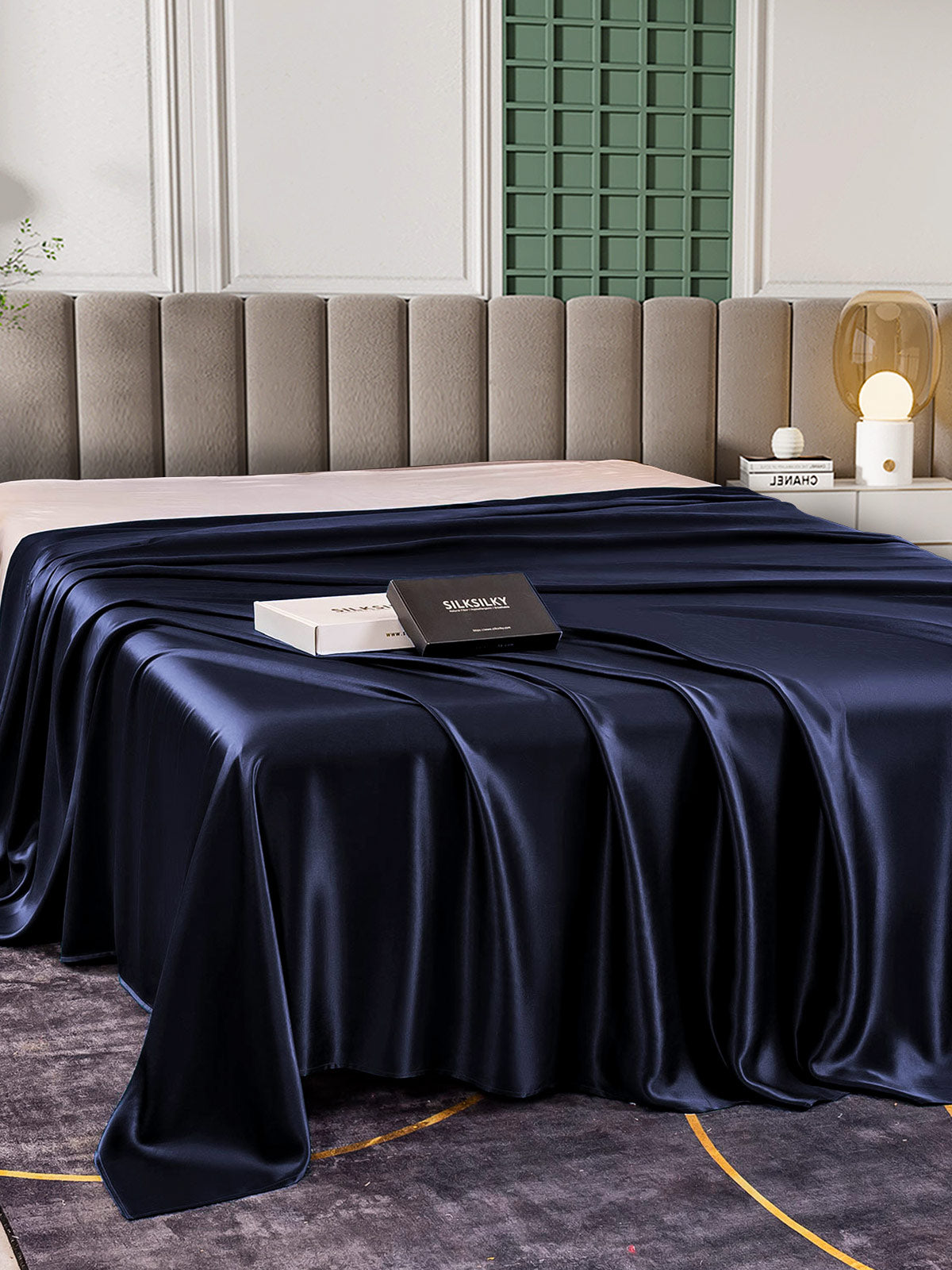 [Donkerblauw] SilkSilky-NL 25Momme Sheet 003
