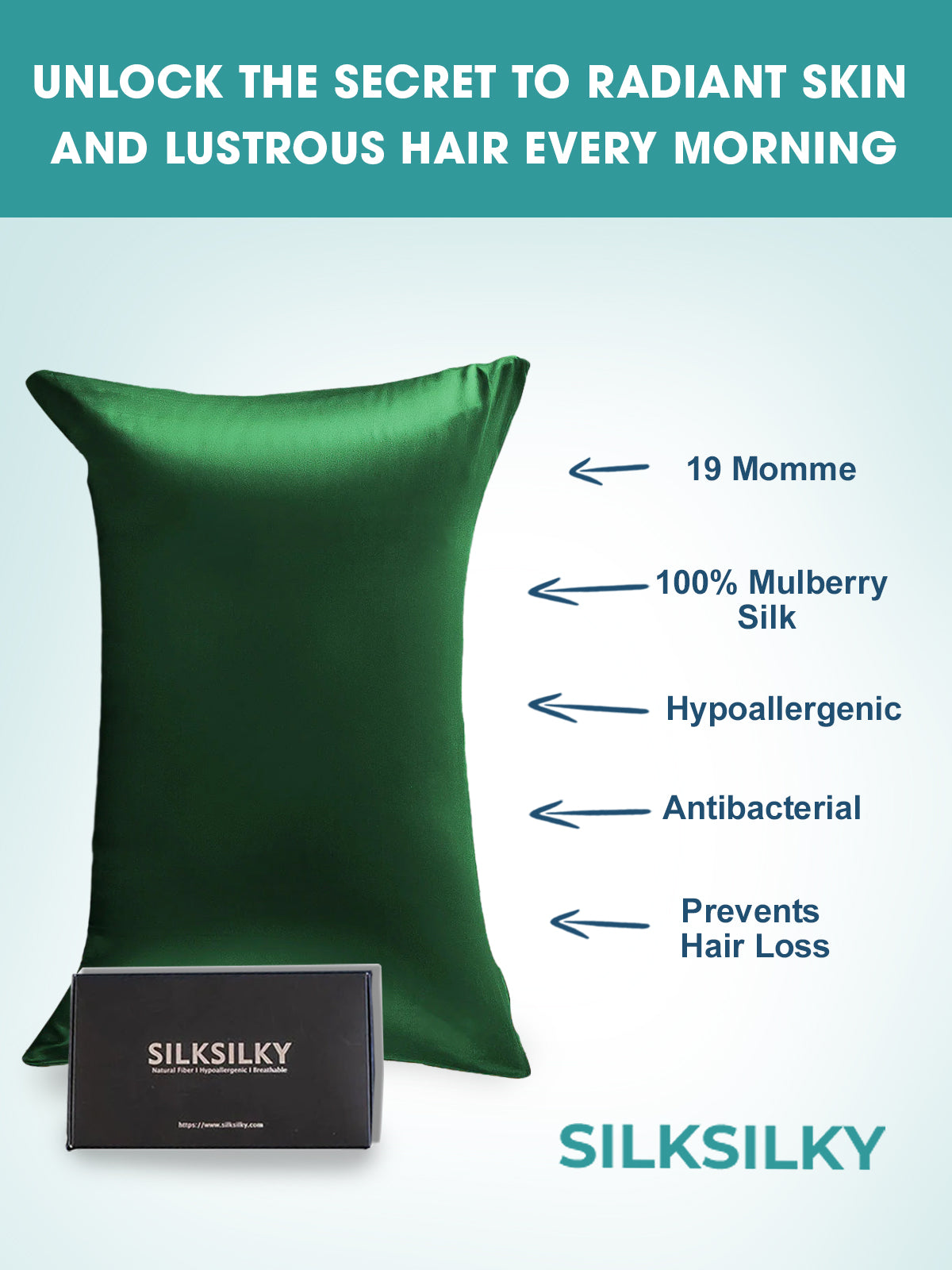 [Donkergroen] SilkSilky-NL 19Momme Pillowcase 003