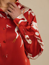 [Wijn] SilkSilky-NL Long Sleeve Lapel Collar Dames Blouse 004