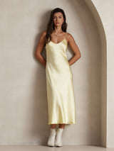 [Lichtgeel] SilkSilky-NL Spaghetti Strap V Neck Nachthemd 001