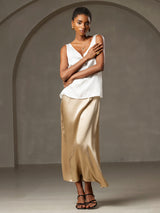 [Wit] SilkSilky-NL Sleeveless V Neck Cami-Top 006