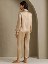 [Champagnegoud] SilkSilky-NL Long Sleeve Lapel Collar Dames Pyjama Set 002