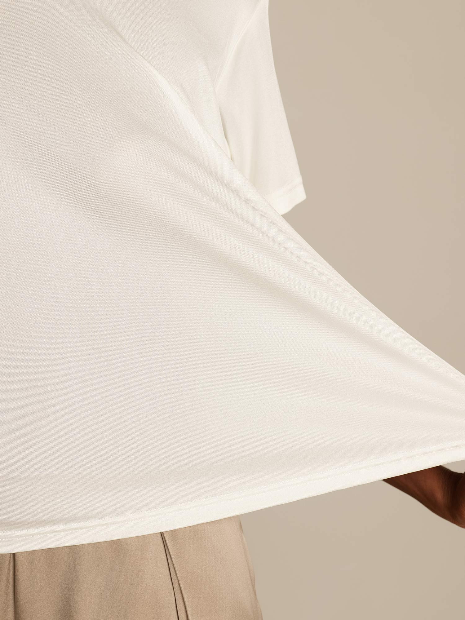 [Wit] SilkSilky-NL Zijde Gebreid Ronde Hals Dames T-Shirt 005