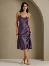 [Paars Grijs] SilkSilky-NL Spaghetti Strap V Neck Jurk 006