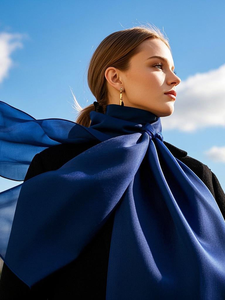 [Donkerblauw] SilkSilky-NL Sjaal 001