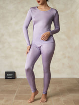 [Paars] SilkSilky-NL Lange Mouw Ronde Hals Dames Lange Onderkleding 004