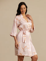 [Roze] SilkSilky-NL 19Momme 3/4 Mouw Dames Kamerjas 007