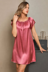 [Bleek Mauve] SilkSilky-NL Cap Sleeve Square Neck Nachthemd 001